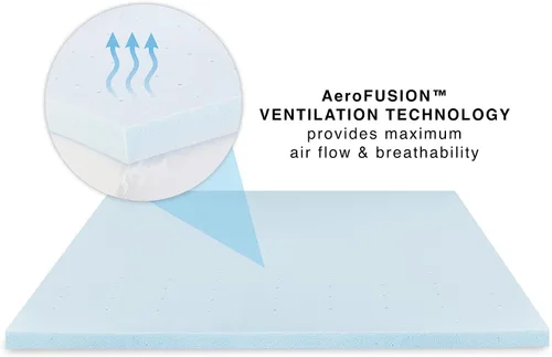 Miniatura 3 de Cubrecolchón de espuma viscoelástica de 3 pulgadas, con infusión de gel, diseño ventilado, espuma certificada CertiPUR-US, color azul