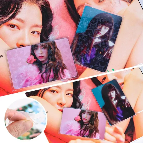 Miniatura 4 de 100 paquetes de fundas para tarjetas de fotos láser estrella Kpop, fundas ultra gruesas de 200 micrones, protector de tarjetas de fotos de ídolos