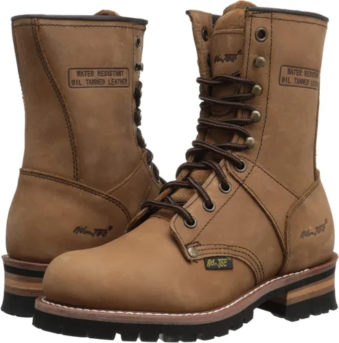 Miniatura 6 de Ad Tec Botas de madera para mujer de 9 pulgadas, cuero loco, punta de seguridad suave y lisa con suela de lengüeta resistente al aceite, Beige