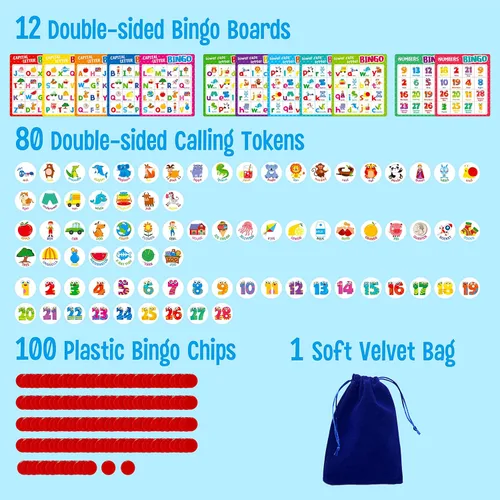 Miniatura 2 de SpriteGru Juego de bingo del alfabeto, mayúsculas/minúsculas/números ABC y 123 juego de mesa de bingo para niños de jardín de infantes