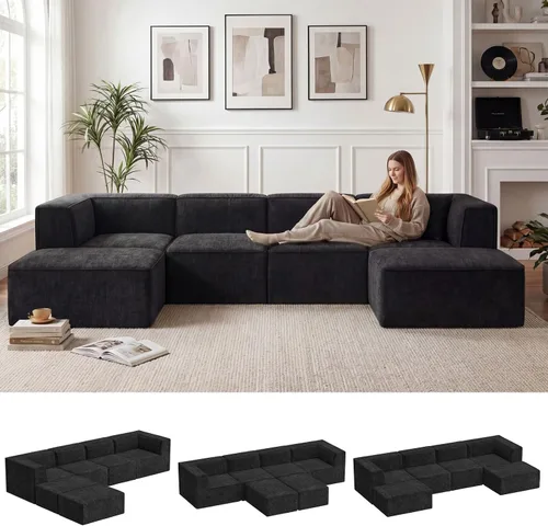 Miniatura 47 de Sofá Seccional Comprimido de 106" Sofás Modulares en Forma de L con Chaise, Espuma de Alta Densidad Sin Ensamblaje Requerido, 4 Piezas