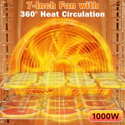 Miniatura 4 de Máquina deshidratadora de alimentos para Jerky 11 pies², deshidratador de acero inoxidable de 12 bandejas 1000W con temporizador de 24H, control