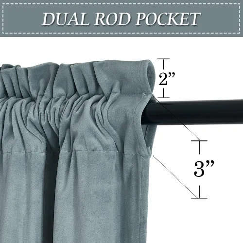 Miniatura 120 de RYB HOME Cortinas opacas de terciopelo para dormitorio, aislamiento térmico, privacidad, luz solar, bloqueo de calor, cortinas lujosas con bolsillo