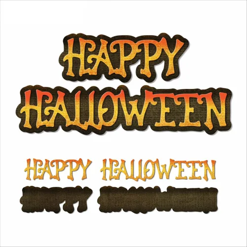 Words Happy Halloween - Troqueles de corte de metal para hacer tarjetas, kit de troqueles en relieve de papel, suministros de bolsillos de