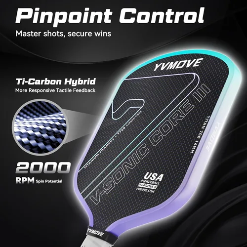 Miniatura 2 de Pickleball Paddle with T700 Raw Carbon Fiber Surface & 16mm STR-Core Power Polymer Core, Premium Pickle Ball Racket Designed for Ultimate Spin &