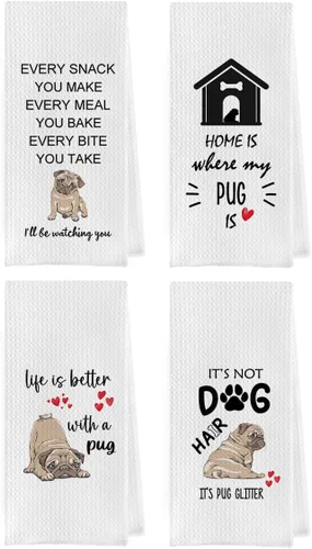 Miniatura 7 de Gettu Golden Retriever Juego de Cocina de Tejido Waffle, Toallas de Mano y de Té (16x24 Pulgadas, Juego de 4)