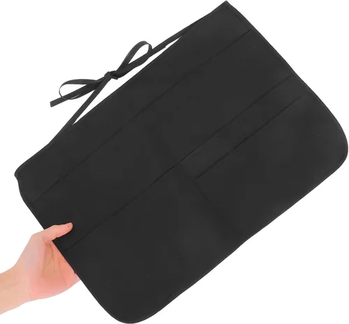 Miniatura 4 de CHILDWEET Multi-pocket Cleaning Apron for Women and Men Black Sturdy Polyester Work Apron with Adjustable Straps Gardening Dishwashing