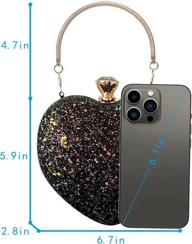 Miniatura 2 de U Scinan Bolso de mano con forma de corazón para mujer, bonito bolso de mano con lentejuelas