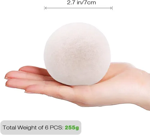 Miniatura 5 de Raffaelo Bola de lana, bolas secadoras de lana XL premium reutilizable natural suavizante de tela removedor de pelo de mascotas – Juego de 6