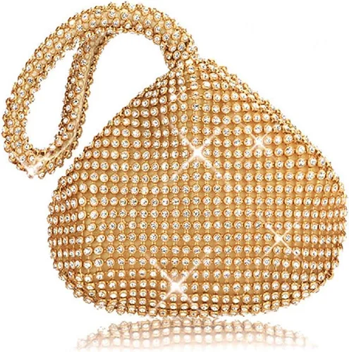 Miniatura 7 de Bolso de noche para mujer, con diamantes de imitación brillantes, triángulo, cadena de diseño, bolso de mano para fiesta, graduación, boda
