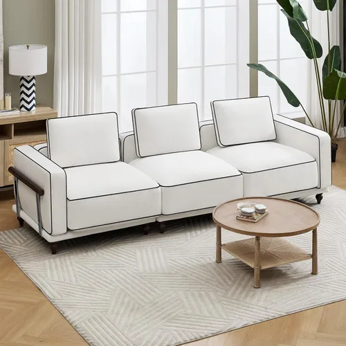Miniatura 11 de Sofá biplaza modular de felpilla de 80 pulgadas, sofá pequeño color negro con fundas extraíbles lavables, cojines de espuma de alta resistencia