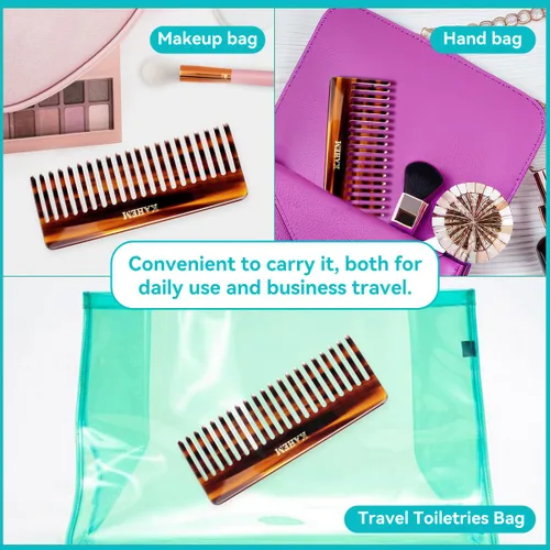 Miniatura 5 de KAHEM Peine desenredante grande de dientes anchos para mujeres, hombres y niños, hecho a mano para cabello rizado, largo y corto, peine profesional