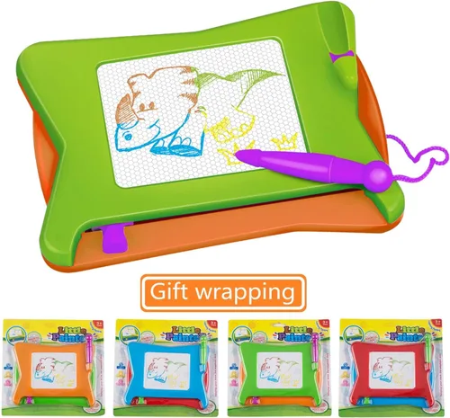 Miniatura 5 de Mini tablero magnético de dibujo de 16 piezas, 4 colores tamaño de viaje, borrable, juguete de mesa para garabatos, pequeño bloc de dibujo