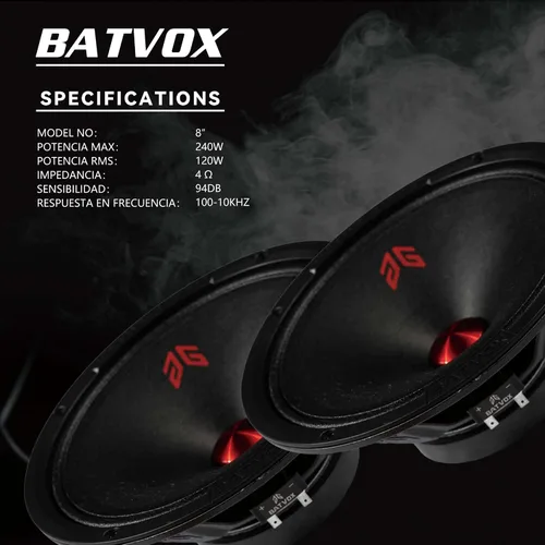 Miniatura 3 de MX80P1 Altavoz de Rango Medio de 8 Pulgadas 480 Vatios 4 Ohmios Tapa Antipolvo Naranja, Altavoces de Audio de Calidad Premium para Puerta