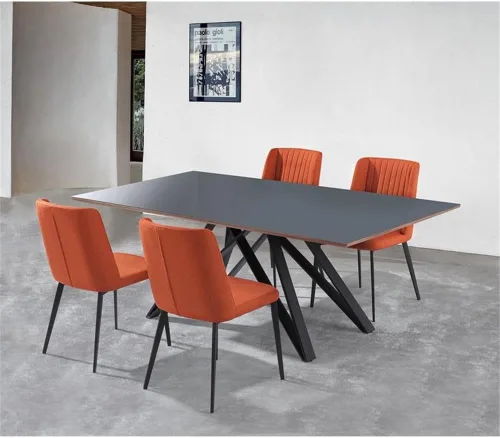 Miniatura 4 de Armen Living Silla de comedor Maine, tapicería de tela naranja, altura del asiento de 18.5 pulgadas