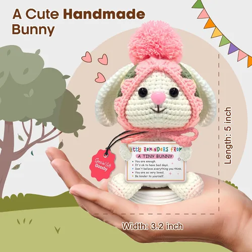 Miniatura 3 de Gossby Regalo inspirador para mujeres, ganchillo positivo de conejito, Navidad, cumpleaños, regalo de energía positiva, mamá, compañera de trabajo