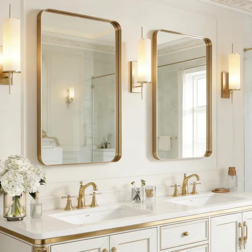 Miniatura 10 de USHOWER Espejos de baño para sobre el fregadero, espejo rectangular con marco de metal, espejo de tocador moderno de granja, montado en la pared