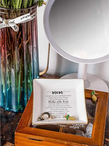 Miniatura 2 de SUNBMO Madre de la novia - Soporte de cerámica para anillos, regalo de boda para madre, regalo de agradecimiento para mamá