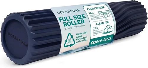 Oceanfoam Tidal Roller - Azul Marino Oscuro - Rodillo de espuma para masaje muscular para dolor de espalda y estiramiento - Textura de onda ancha