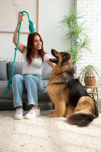 Miniatura 5 de Tumbo Juguete de cuerda de tirón resistente para perros (juguete de cuerda fuerte y duradero de 5 pies de largo con asa) Juguete para perros TUG of