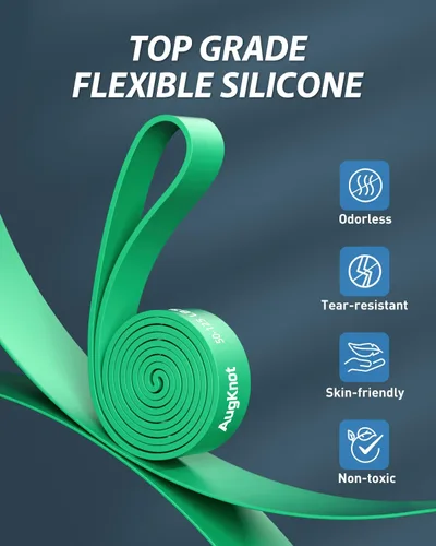 Miniatura 3 de AugKnot Resistance Bands for Working Out: 5-Levels Exercise Bands Set - Pull Up Assistance Elastic Silicone - Physical Therapy/Training/Stretching