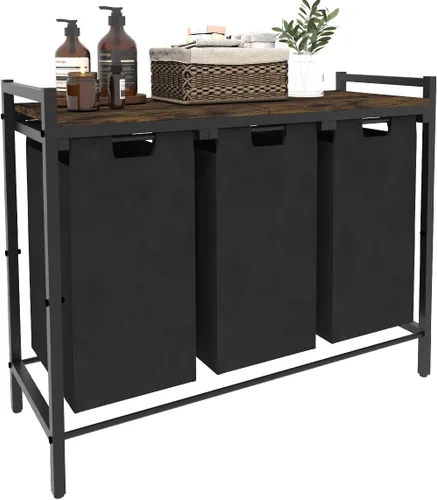 Miniatura 8 de Cesta de ropa grande de 12 x 2 galones con ruedas, 2 bolsas clasificadoras extraíbles y removibles, organizador de cesta de ropa independiente