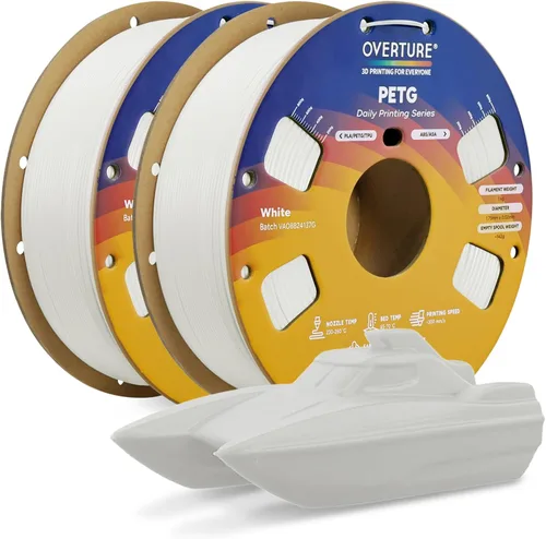 Miniatura 30 de OVERTURE - Filamento PETG de 1/16 de pulgada (1.75 mm) para impresora 3D y FDM, bien enrollado, duradero, carrete de 4.4 libras, dureza firme