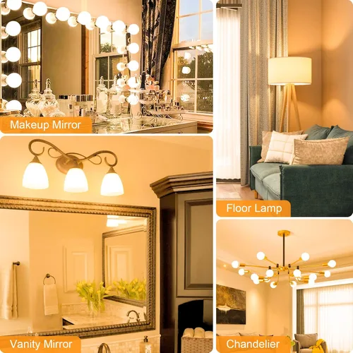Miniatura 7 de Paquete de 8 Bombillas de Luz para Baño con Base E26 de 3000K Blanco Suave, Bombillas LED Globo G25 Equivalente a Incandescente de 60 Vatios