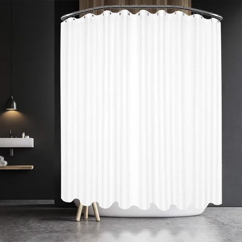Miniatura 18 de Barossa Design Cortina de ducha blanca con tejido gofre, calidad de lujo, cortinas de ducha de tela para baño, tela con patrón de piqué, repelente
