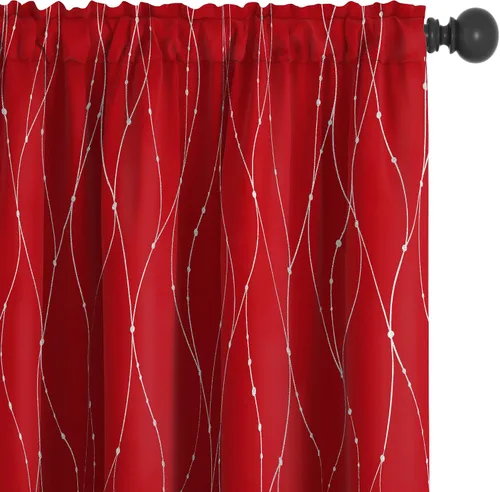 Miniatura 9 de Deconovo - Cortinas opacas con diseño de líneas onduladas y lunares, para dormitorio y sala de estar.