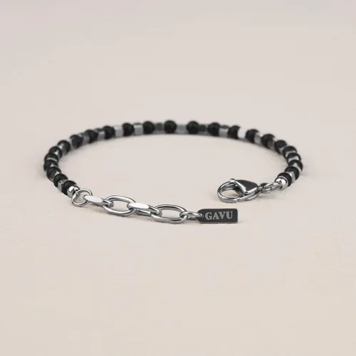 Miniatura 5 de GAVU Pulsera de cuentas de cristal con cierre de acero inoxidable para hombre