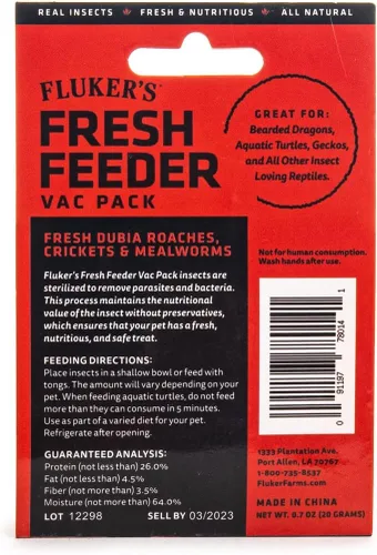Miniatura 2 de Fluker's Fresh Feeder Vac Pack Mezcla Variada, Todo Natural y Sin Conservantes, Ideal para Reptiles, Aves, Peces Tropicales o Animales Pequeños que
