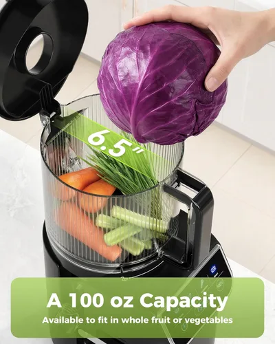 Miniatura 4 de TUUMIIST Exprimidor de prensa en frío 3 en 1, exprimidores de masticación Smart Touch para frutas y verduras enteras, exprimidor lento de 6.5