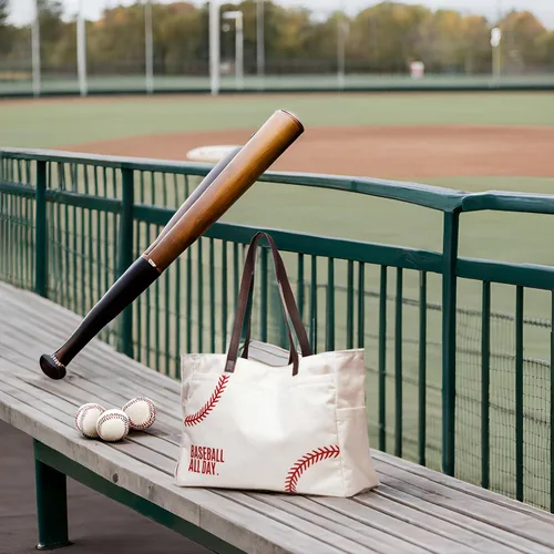 Miniatura 7 de Bolsa de lona de béisbol para mujer, artículos esenciales para madres deportivas, bolsa bordada de béisbol para mamá, béisbol de viaje, regalo