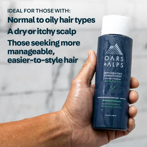 Miniatura 4 de Oars + Alps Champú para cabello sin sulfato para hombres y mujeres, champú para cabello infundido con hamamelis y aceite de árbol de té, nutritivo e