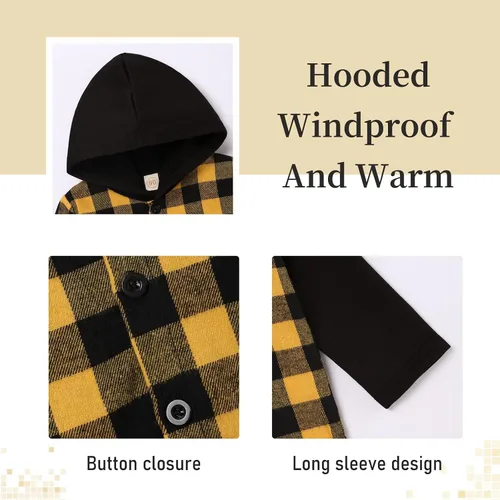 Miniatura 3 de Fuermos Conjunto para niño pequeño - Sudadera y pantalones a cuadros con capucha - Ropa de otoño