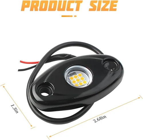 Miniatura 2 de Luces de Roca para Camiones, 4 Módulos de Luces LED de Roca, Kits de Luces de Neón de Roca Impermeables IP67 para Camioneta ATV Todoterreno SUV