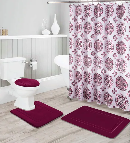 Miniatura 3 de Kids Zone Home Linen - Juego de accesorios de baño de 16 piezas: tapete de ducha antideslizante, tapete de pie de sanitario antideslizante, tapa