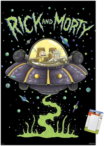 Miniatura 19 de Trends International Rick And Morty - Póster de pared de barco, 14.725 x 22.375 pulgadas, versión enmarcada de madera de granero