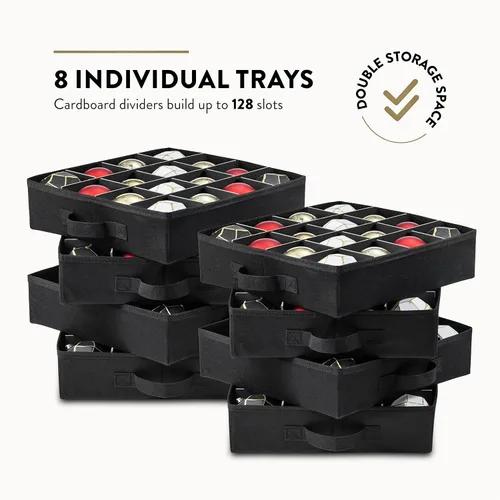 Miniatura 4 de Caja de almacenamiento grande de adornos navideños de alta calidad, con apertura lateral, bandejas estilo cajón, compartimento de 3 pulgadas, 8