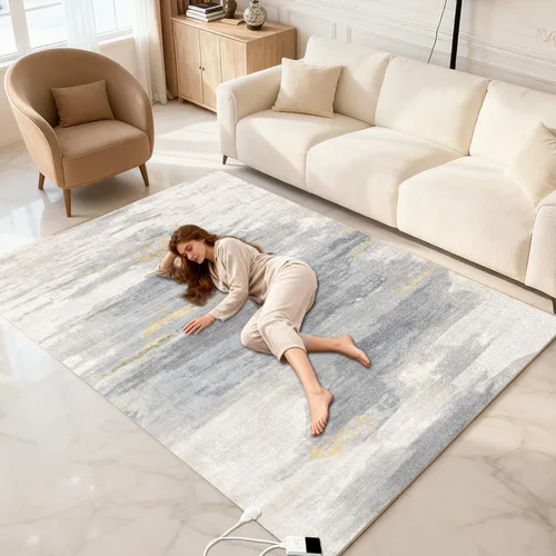Miniatura 11 de Alfombra de Calefacción Eléctrica de Grafeno Alfombra de Área de Felpa Suave Calentada Tapete Calentador de Piso con Temporizador Calentamiento