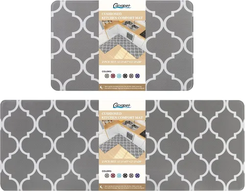 Miniatura 11 de Carvapet 2 tapetes cómodos antifatiga para cocina, de pie, impermeables, decorativas, ergonómicas, para cocina, diseño de mármol negro y dorado, 17