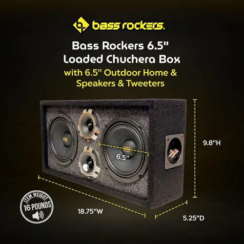 Miniatura 2 de Bass Rockers Caja de Chuchera Cargada de 6.5" con Altavoces de 6.5" para Exteriores, Hogar y Tweeters de 800W - Mejor para Vehículos UTV, ATV