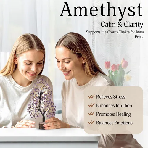 Miniatura 3 de Árbol de la vida con cristales de amatista, árbol púrpura, decoración de cristal, árbol de los chakras, regalos curativos para mujeres, decoración