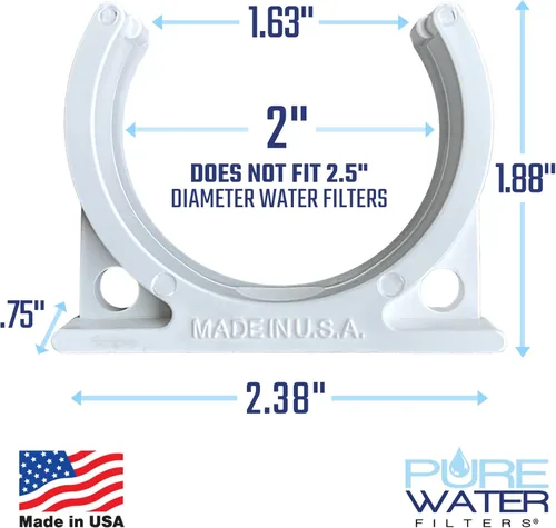 Miniatura 2 de Soporte de montaje para filtros de agua en línea (máquinas de hielo, refrigeradores, subfregadero) 2 pulgadas de diámetro con tornillo, blanco