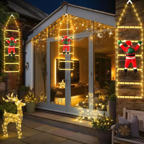 Miniatura 5 de 98 luces LED de Navidad para interiores y exteriores, 2.5 pies, luces decorativas de escalera de Navidad con Papá Noel, 8 modos, luz impermeable