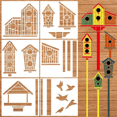Miniatura 3 de Plantillas de valla de jardín para exteriores, plantillas de casa de pájaros grandes, plantilla de dibujo reutilizable para valla de jardín