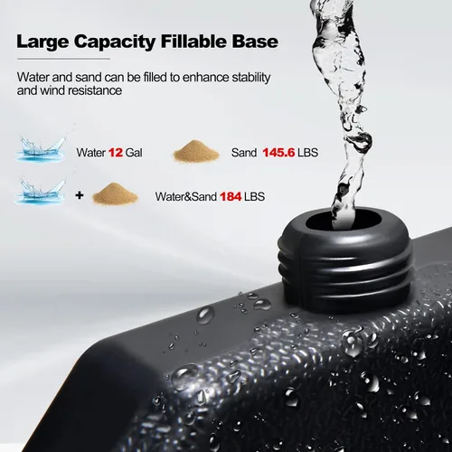 Miniatura 6 de Tangkula 4 piezas de 185 libras voladizas de patio con compensación de base de sombrilla para patio, relleno de agua y arena, resistente soporte