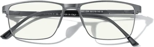 Miniatura 6 de MERRY'S Lentes de bloqueo de luz azul de moda, lentes de lectura, marco de metal, bisagra de resorte, lentes para hombres Gris-2.047 in