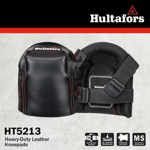 Miniatura 4 de Hultafors Work Gear HT5213 - Rodilleras de cuero de gel remachado para trabajo con cojín de gel grueso en capas, espuma de celda cerrada de alta